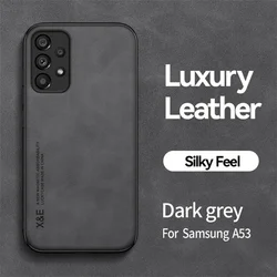 Luxurious Magnetic Sheepskin Leather Phone Case - Elegant Back Cover - A52 - A52s 5G (Dark Grey)