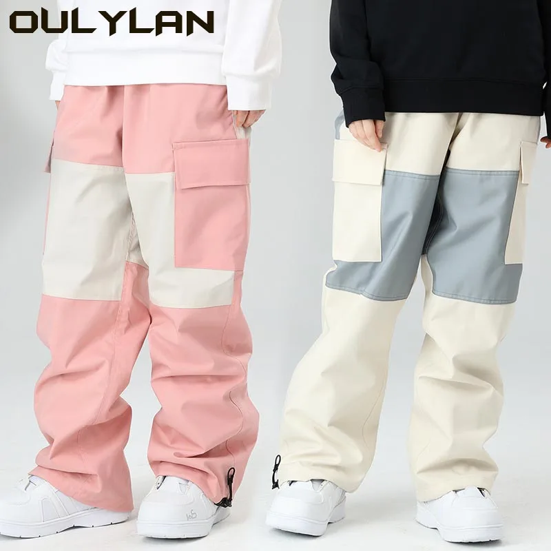 

Oulylan Winter Unisex Women Men Oversize Ski Pants Outdoor Windproof Waterproof Snow Sports Bibs Trousers Ski Snowboard Pants