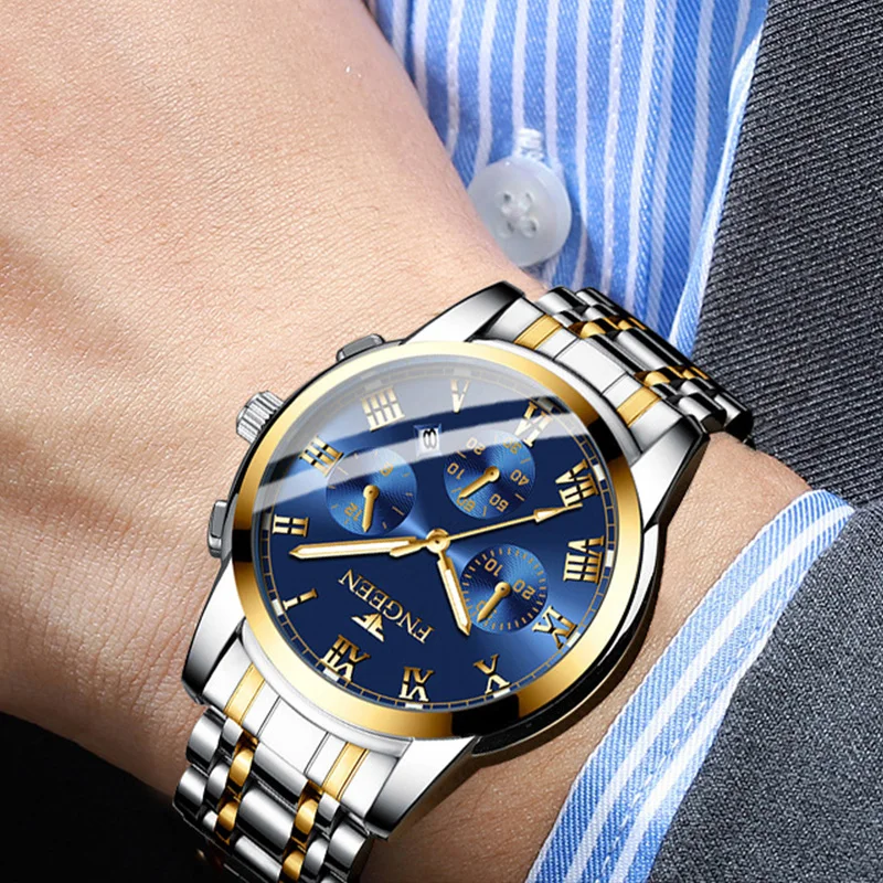 BINBONG Men Watches 2024 Top Brand Luxury Waterproof Date Clock Male Steel Strap Casual Quartz Watch Sports Wrist Watch Men 4006 6