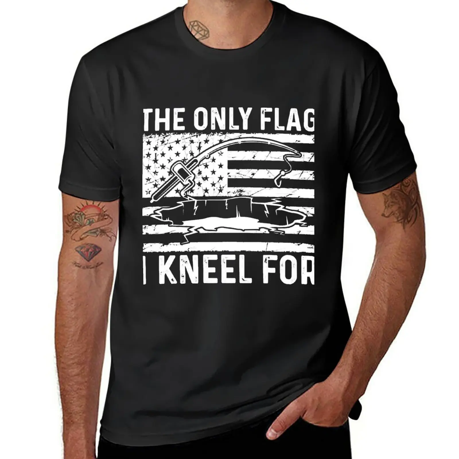 

New Winter Ice Fishing Ice Fisherman - The Only Flag I Kneel For T-Shirt T-shirt for a boy aesthetic clothes Men's t-shirts