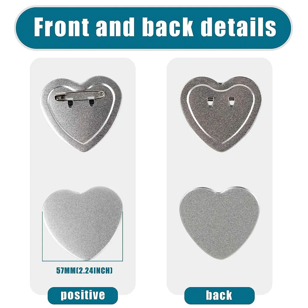 Heart-Shaped Badge Button Maker Parts Blank Pin Badges Press Button Parts DIY Badge Making Machine Part Supplies 50/100/200PCS badge parts button making supplies