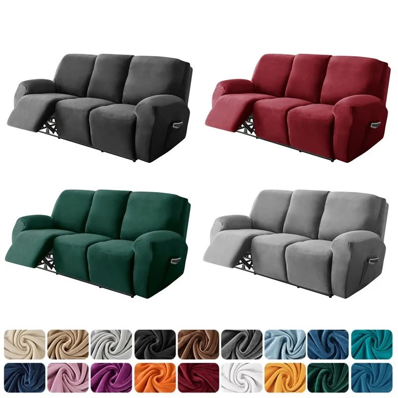 

1 2 3 Seater Velvet Elastic Recliner Sofa Cover Split Design Relax Sofas Slipcover Lounge Armchair Covers with Side Pocket