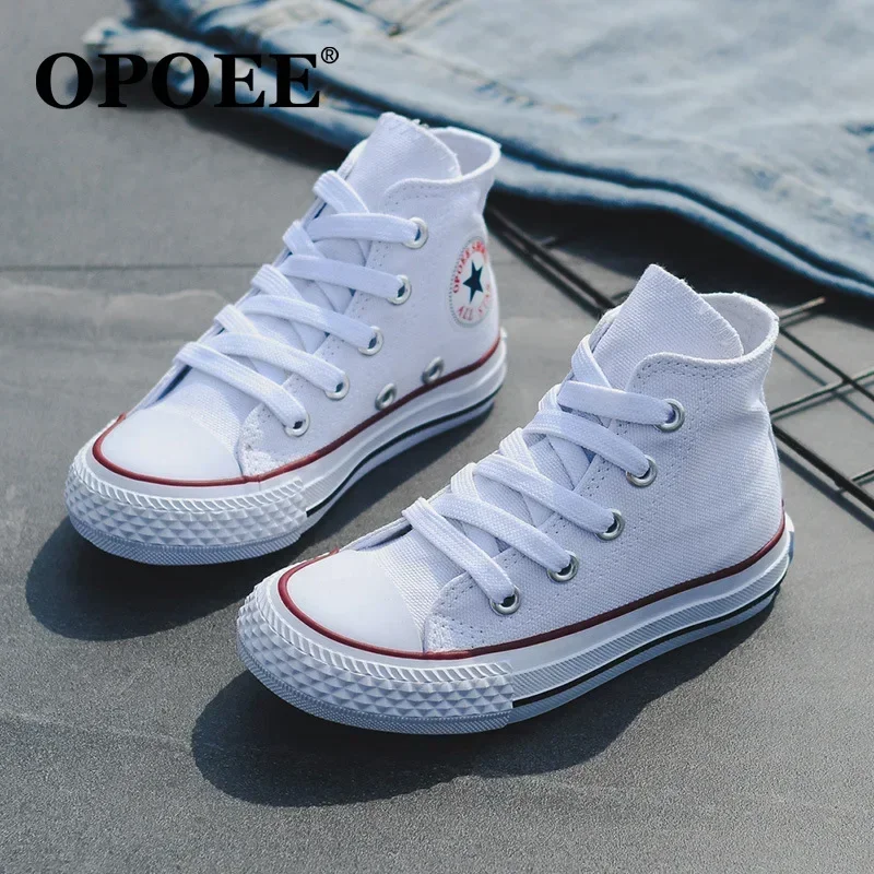 Canvas Board Shoes Children New Canvas Breathable Casual Shoes Boys Girls Lace-up Soft Bottom Kids Race Antiskid Sports