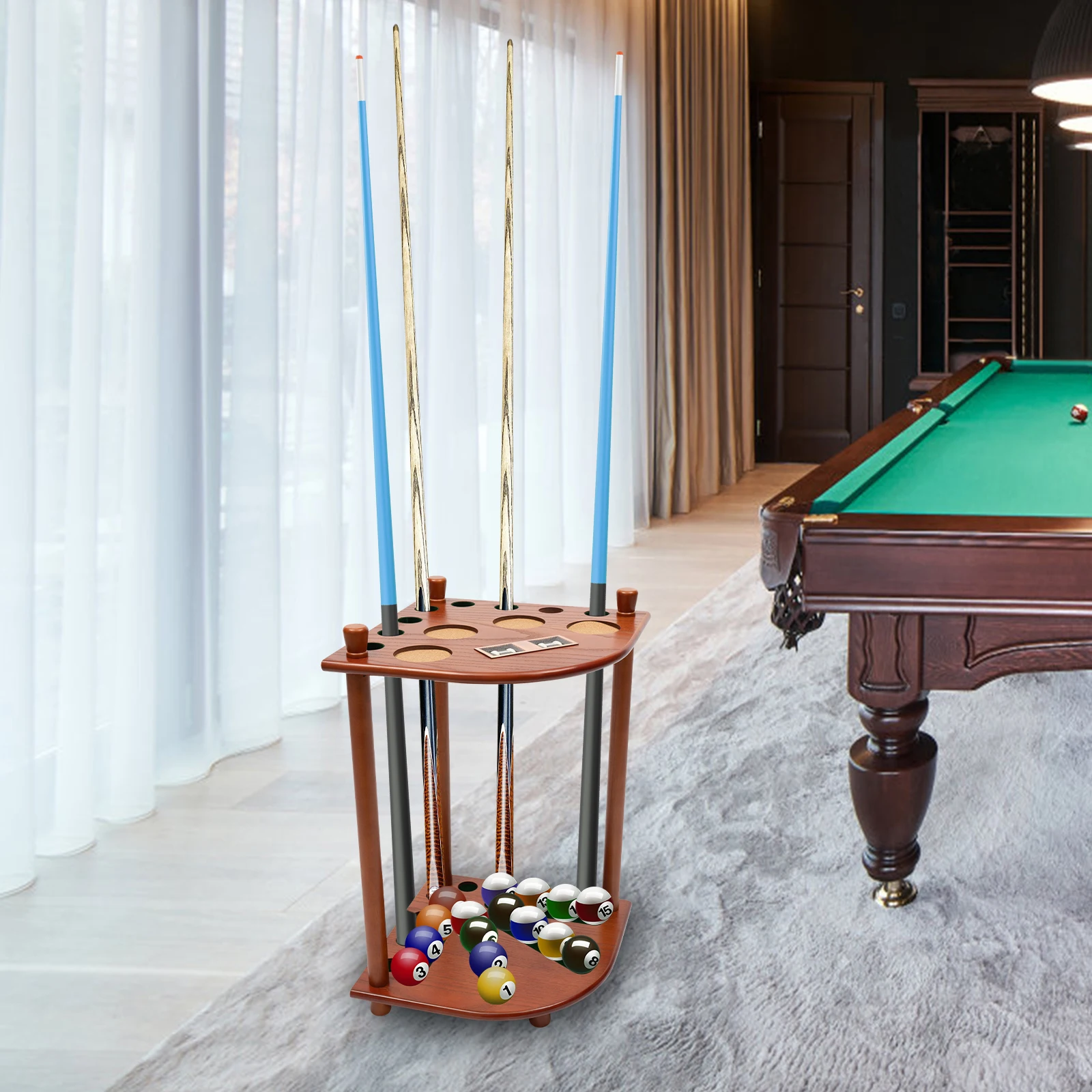 

Corner-Style Floor Stand Billiard Pool Cue Racks with Score Counters