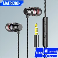 Wired Headphones 3.5mm Sport Earbuds Phone Headset 4D Stereo Headset with Mic Volume Control Music Earphones for Xiaomi Huawei 1
