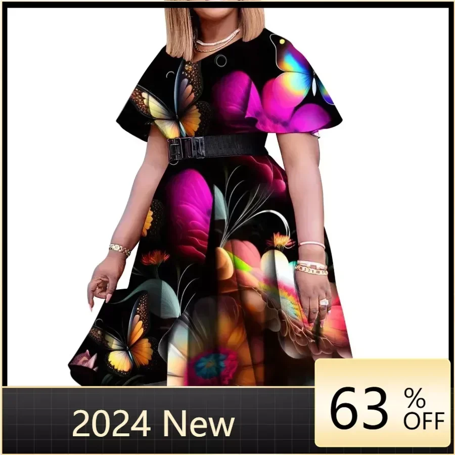 

Elegant African Dresses for Women 2024 New Spring Print Africa Clothing Plus Size Evening Party Dress Dashiki Ankara Outfit Robe