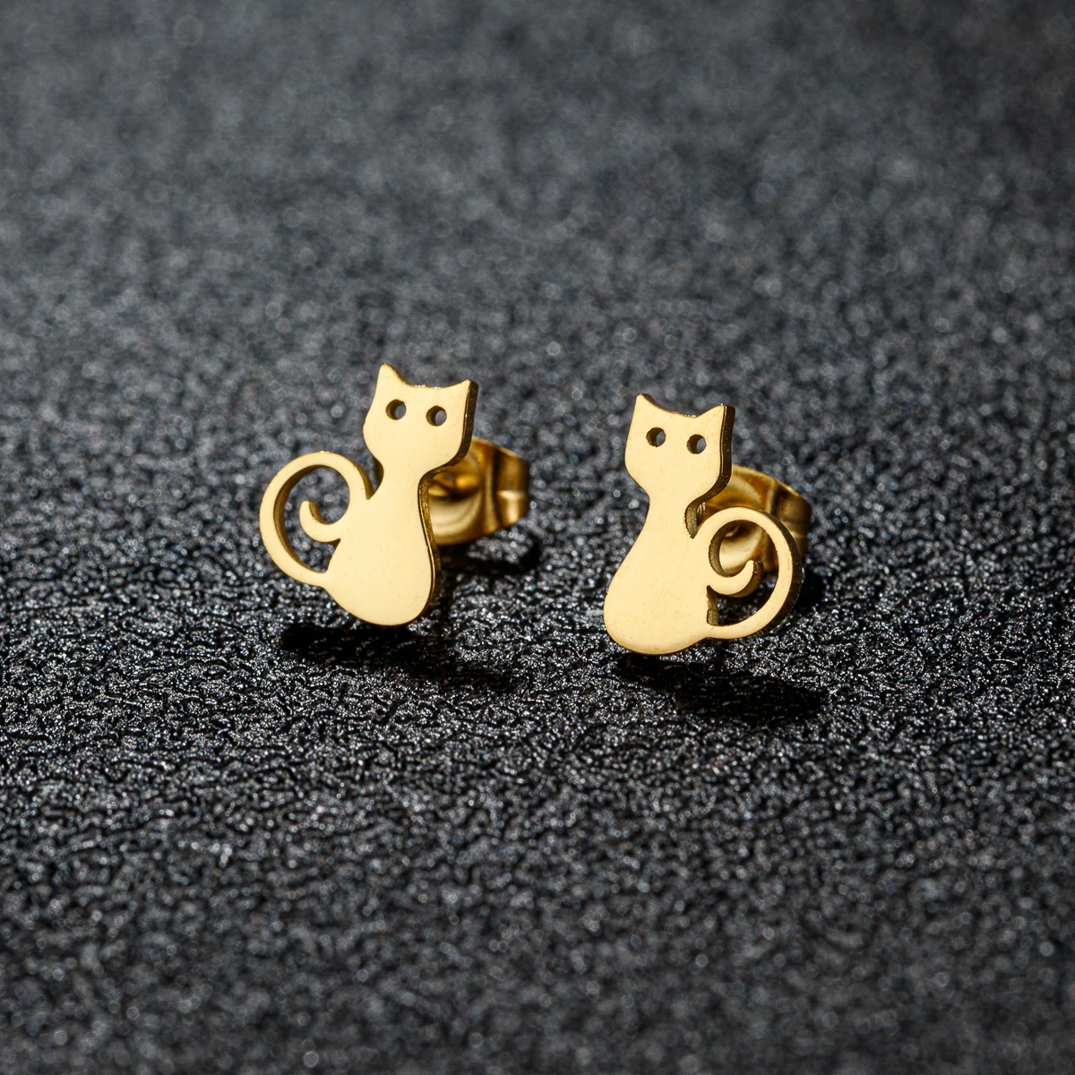Neue Mode süße Katze kleine Ohrringe für Frauen einfache Haustier Kitty Edelstahl Ohr Piercing Ohr stecker Zubehör Schmuck – Detail 4
