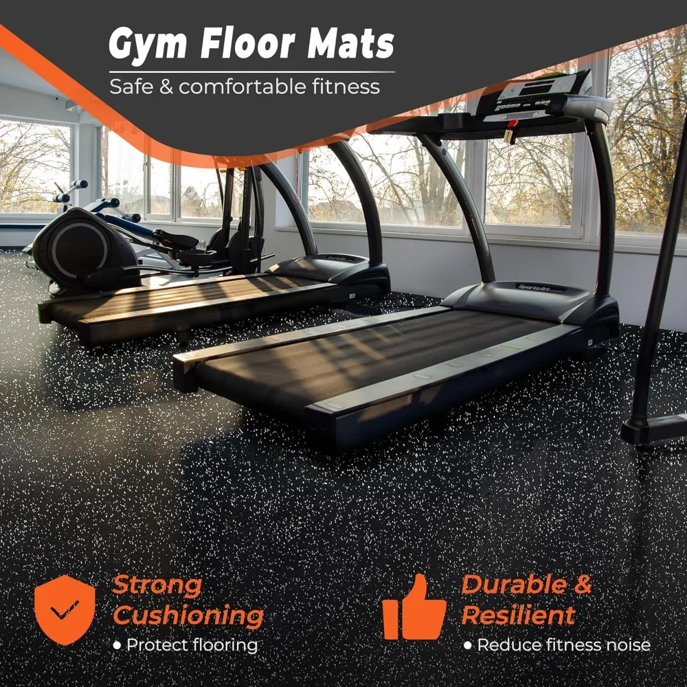 WAWINY Interlocking Rubber Gym Mats - 24 Sq Ft Heavy Duty Floor Tiles For Home Gym, Weight Room & Play Areas