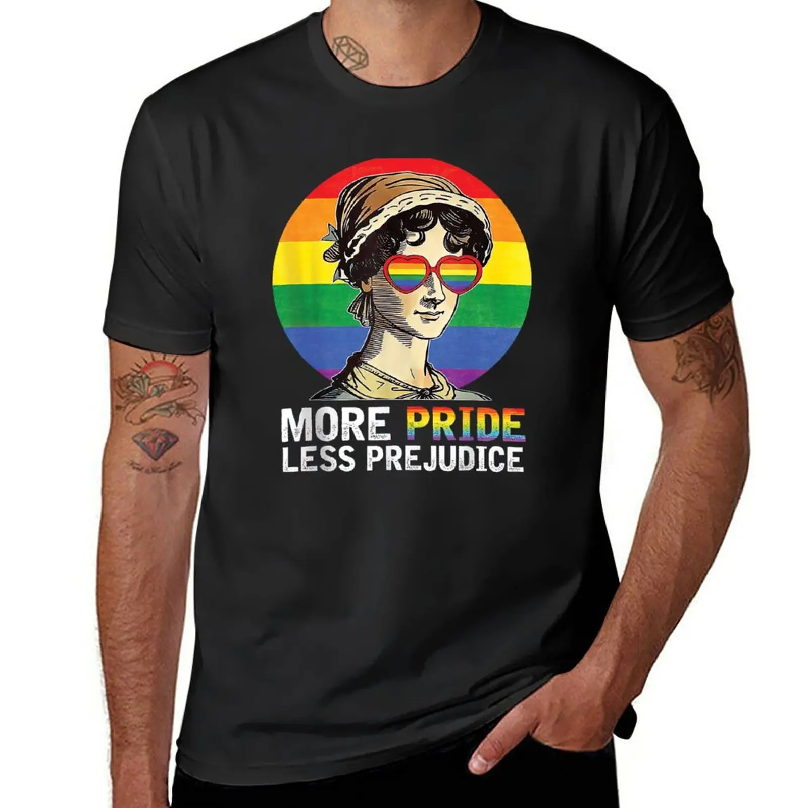 

New More Pride Less Prejudice Lgbt Gay Proud Ally Pride Month T-Shirt t-shirts man custom t shirt Short sleeve tee men