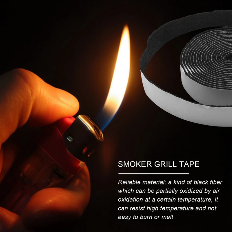BBQ Smoker Gasket Self Stick Grill Tape High Temp Grill Seal Self Stick Gasket 2 Pack