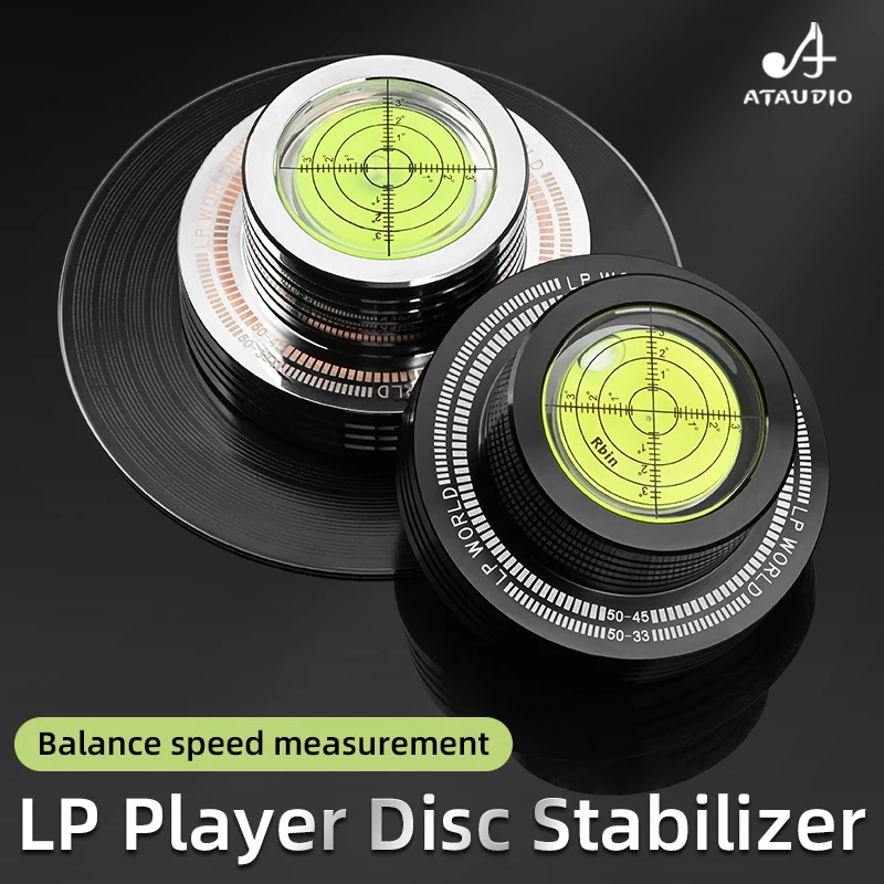 

ATAUDIO 1PCS Universal 50Hz LP Vinyl Record Player Disc Turntable Stabilizer with Level Aluminum Alloy Weight Clamp Music Player