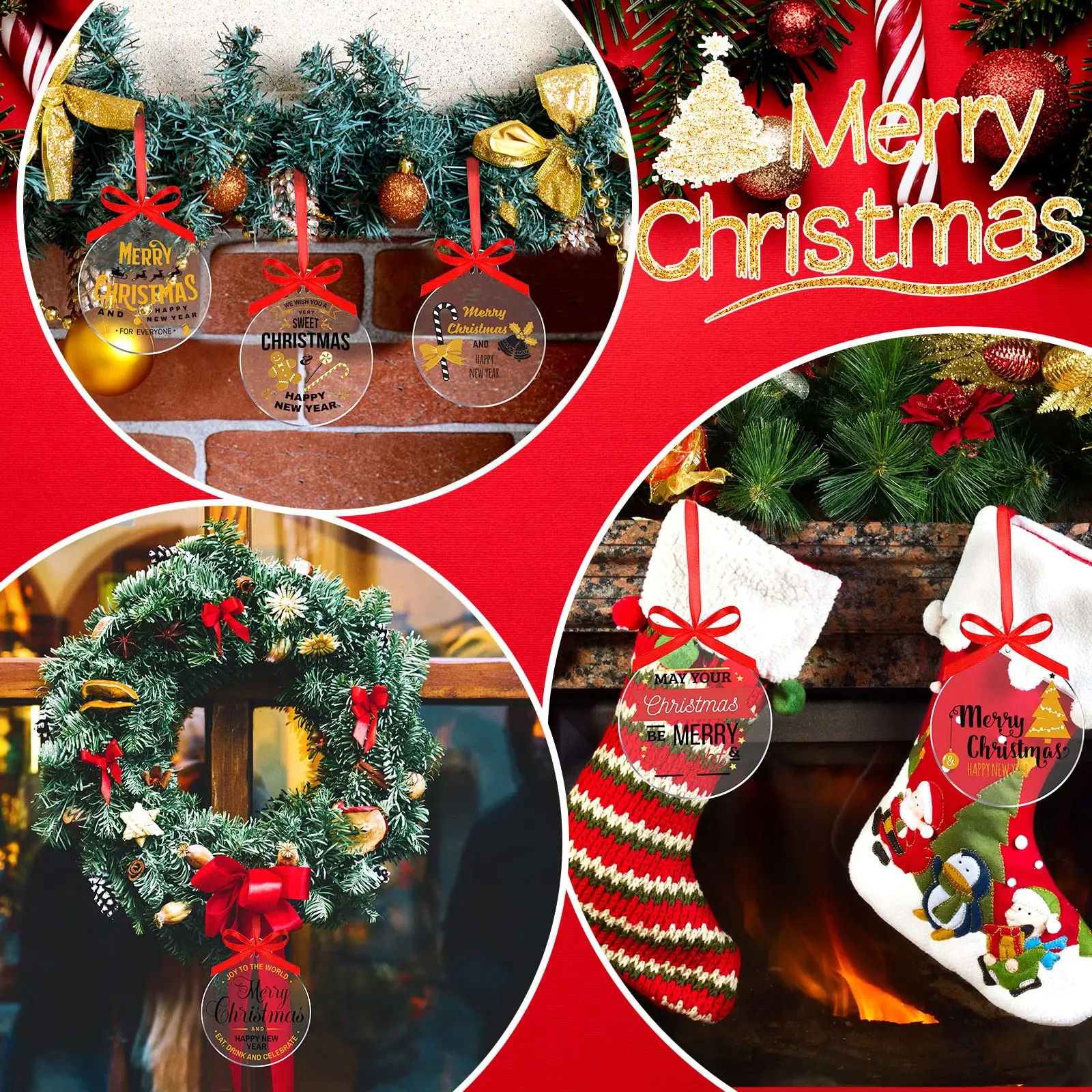 Christmas Hallowmas Clear Acrylic Ornament Blanks Bulk Round Acrylic Discs Ornament Vinyl Christmas Hanging Cir 50pcs christmas decorations acrylic crystal bead decor