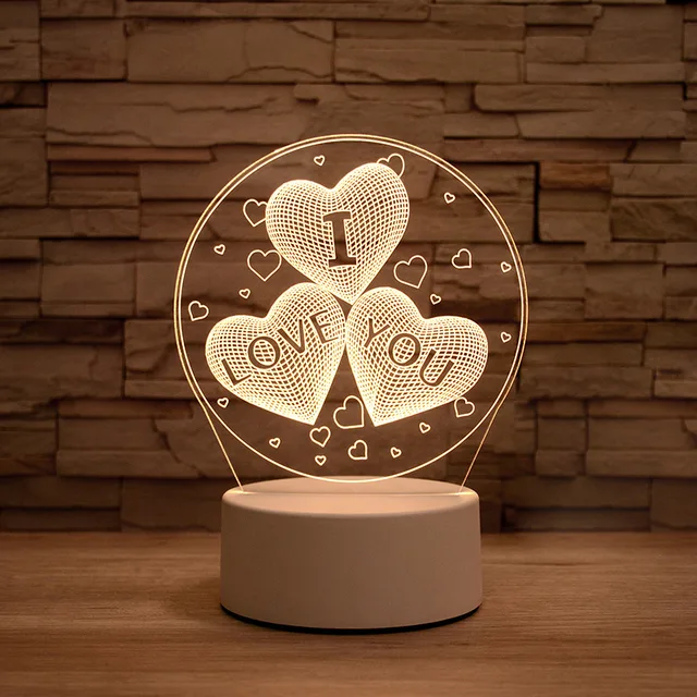 16997-c2ab1e.jpg Lampe LED 3D en forme de cœur, romantique, en acrylique, luminaire décoratif d'intérieur
