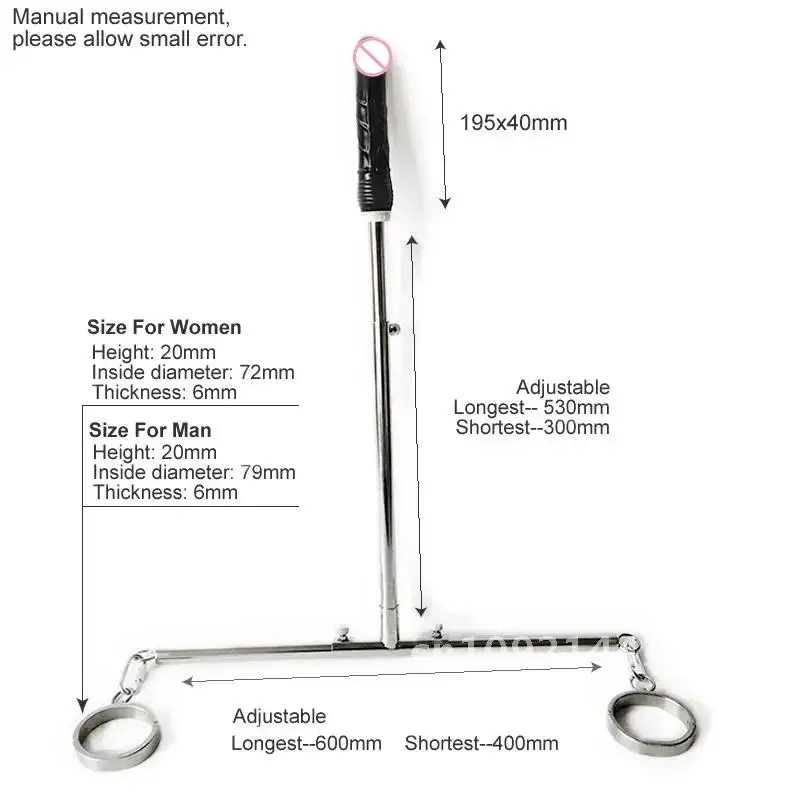 Stainless Steel Adjustable Spreader Bar Open Leg Devices Ankle Cuffs Sex Adults Bondage Dildo Anal Toys BDSM Restraints Plug for