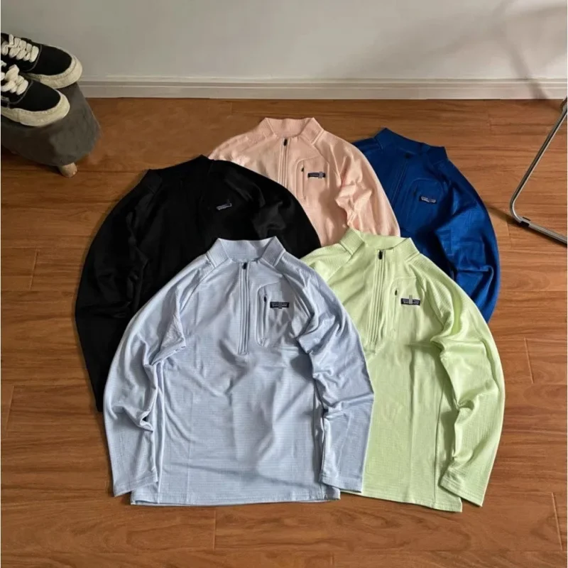 Outdoor Windproof Quick-drying Thin Fleece Warm Stand Collar Sweatshirt Long Sleeve Base Layer Men's And Women's Jacket