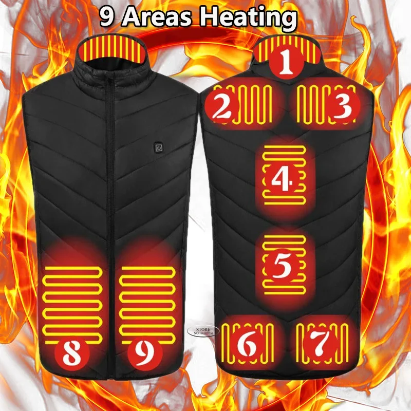 

9-21 Area Heating Vest Men Vest Winter Warm Fast Heated Intelligent Temperature Control Washable Outdoor Climbing Skiing Jackets