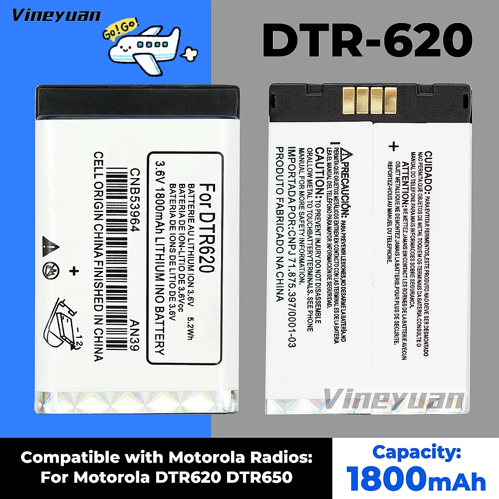 Bateria para Motorola Dtr620 Dtr 620 Dtr650 Dtr 650 Rádios Bateria de Íon de Lítio Recarregável 3.6v 1800mah Cnb53964 Dtr620
