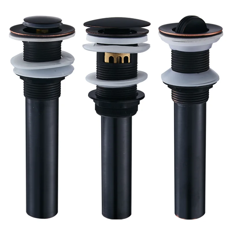 Pop Up Drain Stopper with Overflow, Lavatory Basin Drain without Overflow Black, Chrome or Oil Rubbed Bronze or Antique