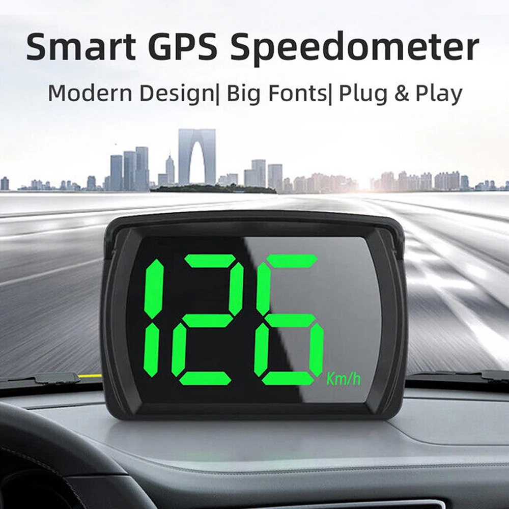 Car HUD Head-Up Display GPS Digital Speedometer Large Font KMH Suitable for All Cars Trucks Plug and Play