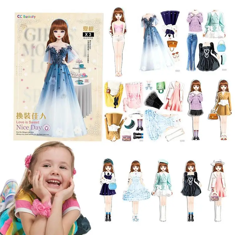 Creative Fashion Magnetic Dress Up Dolls Safe And Harmless Princess Dress Up Doll Set Portable Princess Paper Doll Gift