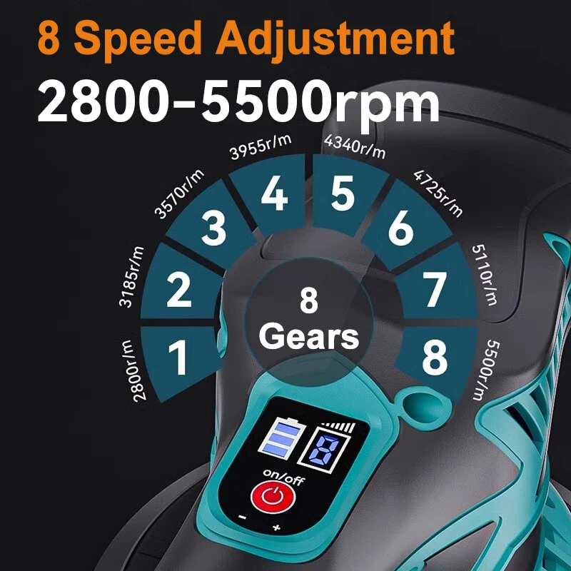 Electric Car Polisher 12V 5inch Wireless Auto Waxing Polishing Machine with Sponge Wool Pads Car Polish Waxing Tool 2800-5500RPM