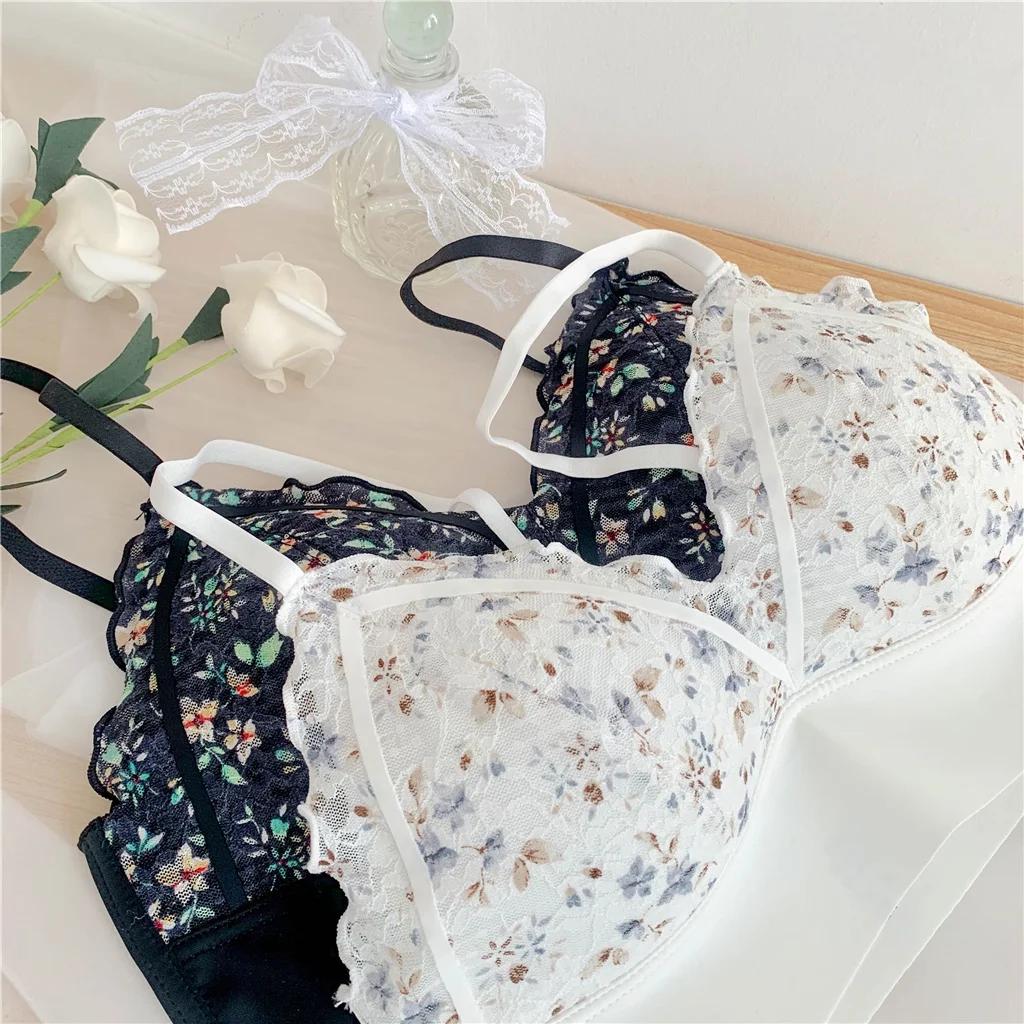 Sexy Embroidery Lace Women Underwear Set Flower Comfortable Bras