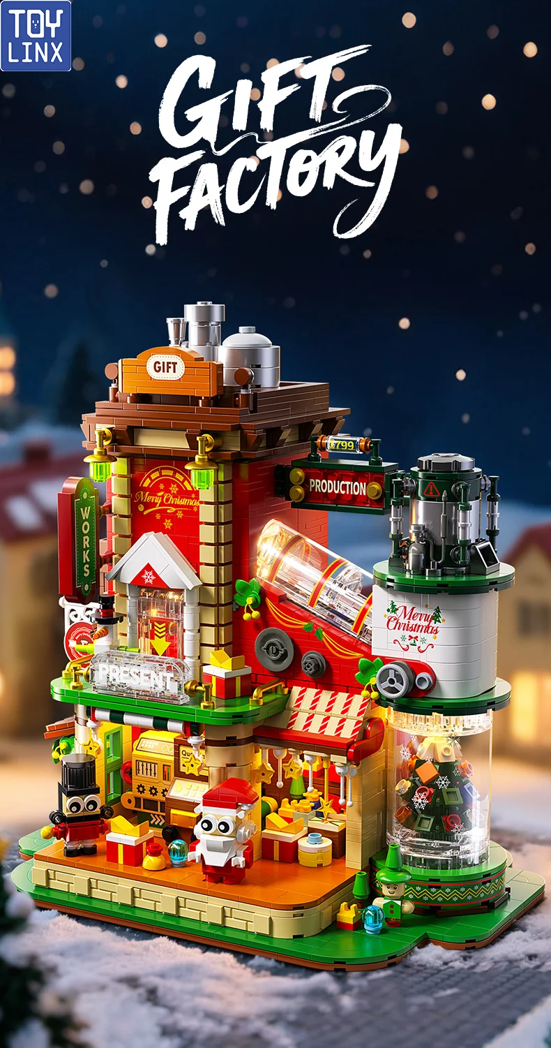 Weihnachtsbau-Bausteine-Set, 2782-teilig, Geschenke, Fabrik, DIY, Ornament, Modell, Lernspielzeug, Weihnachtsgeschenke für Kinder – Detail 1