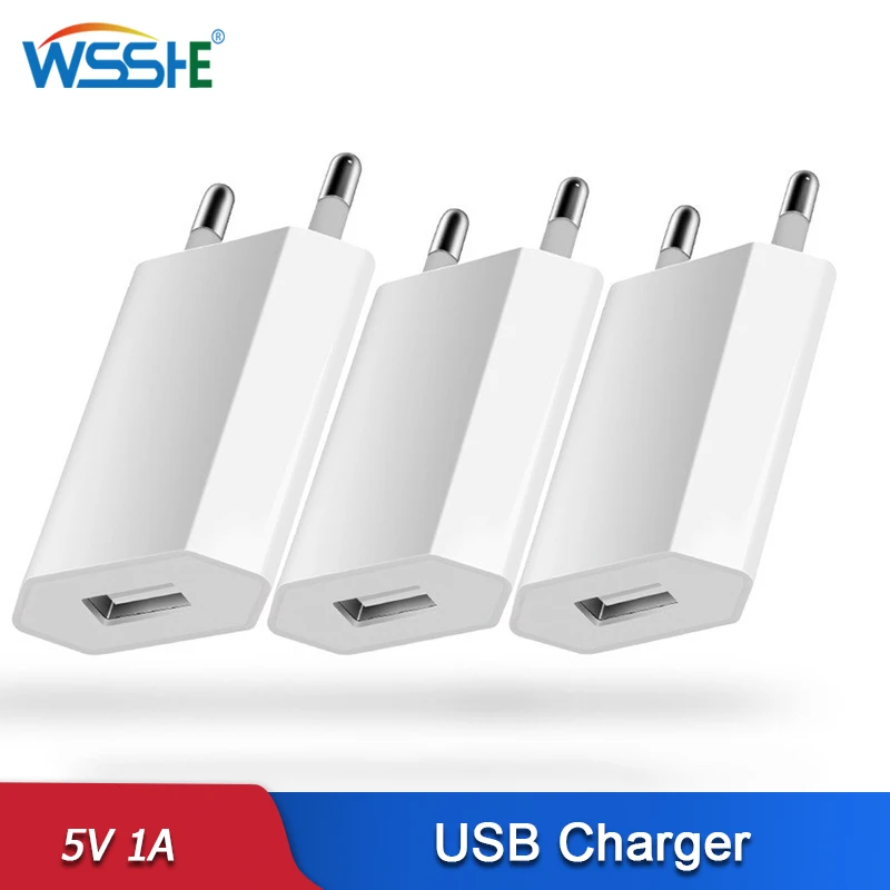 Cargador USB de 5V y 1A para teléfono móvil, adaptador portátil de