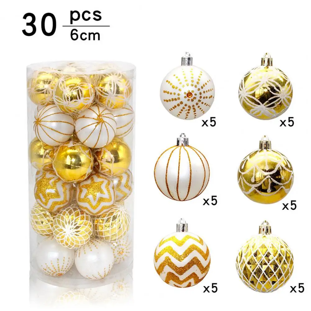 

Party Accessories Vibrant Shatterproof Christmas Tree Ornaments 30pcs Lanyard Balls Sparkling Colors for Festive Decor Festive