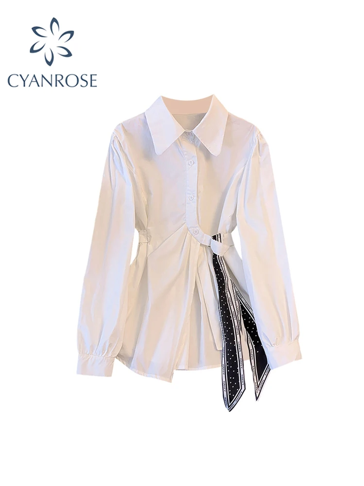 

Women White Shirts Blouse Y2k 90s Vintage Korean Style Harajuku 2000s Elegant Fashion Long Sleeve Black Shirt Top Clothes Autumn