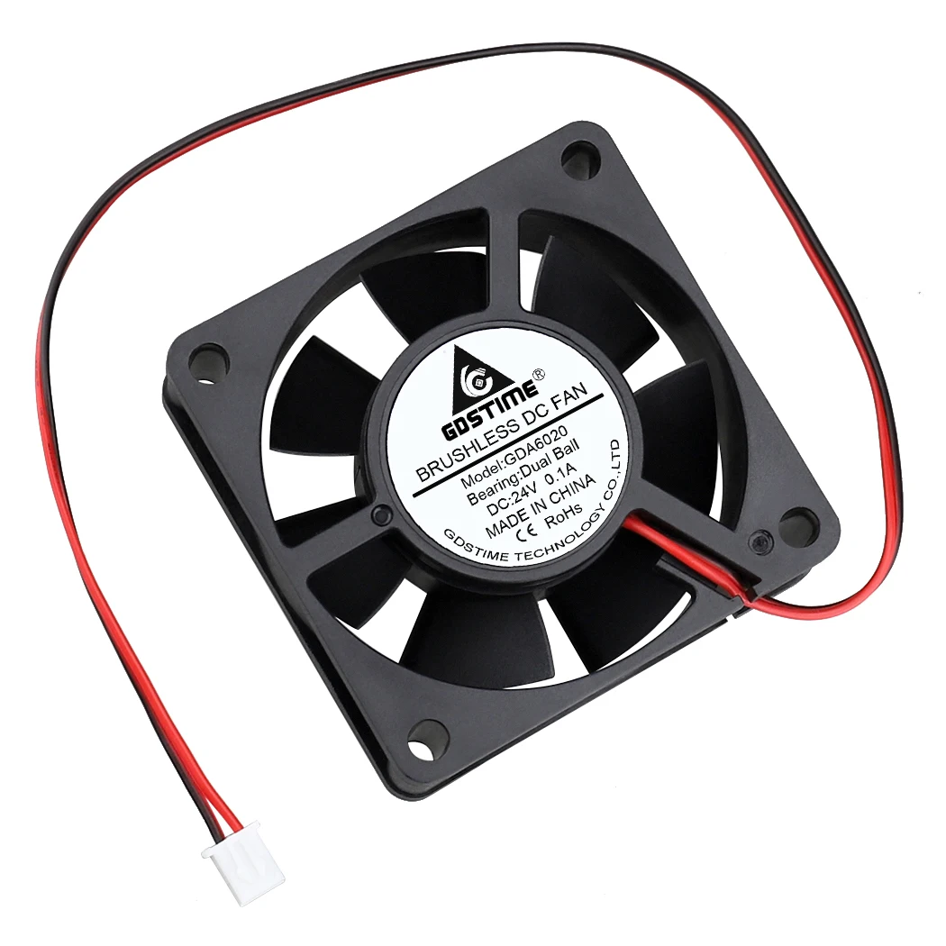 Gdstime 24v 60x60x20 mm 60 mm Dupla Bola dc Brushless Estojo de Arrefecimento 6020 Centímetros Axial Exaustor 3d Impressora Industrial Ventilador Refrigerador Peças Lote - Imagem 4