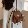 Drawstring Backpack Versatile Korean Style with Pendant Bucket Bag PU Leather Shoulders Bag College Student 3