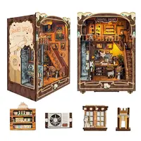 New Wooden Diy Handmade Bookend Book Nook Insert Shelf Caramel Dream Miniature Model Kits With Furniture Bookshelf New Year Gift 1