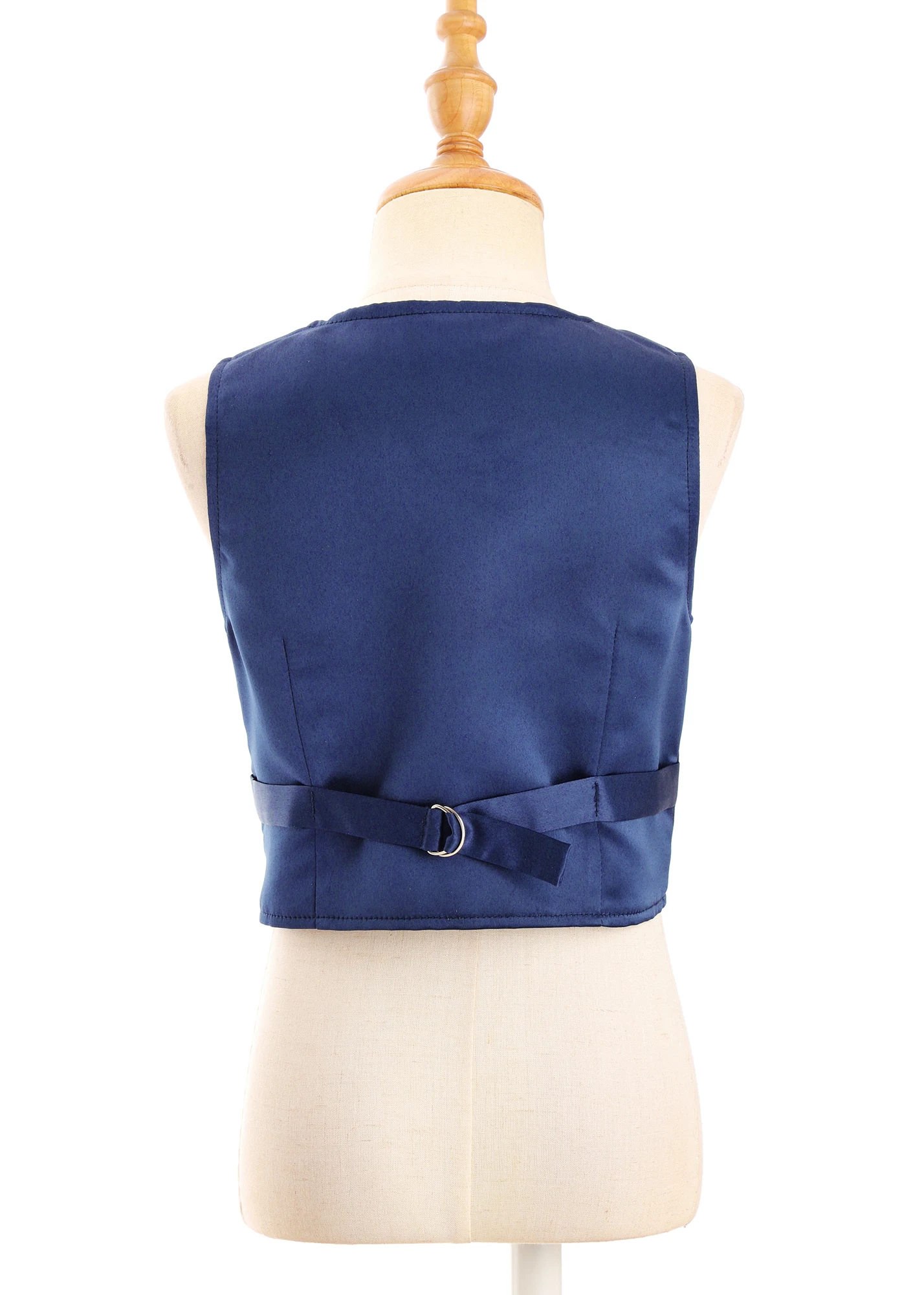 Kids Boys Formal Vest Gentlemen Party Wear Classics Solid Color V-neck Back Strap Pointed Waistcoat Stage Performance