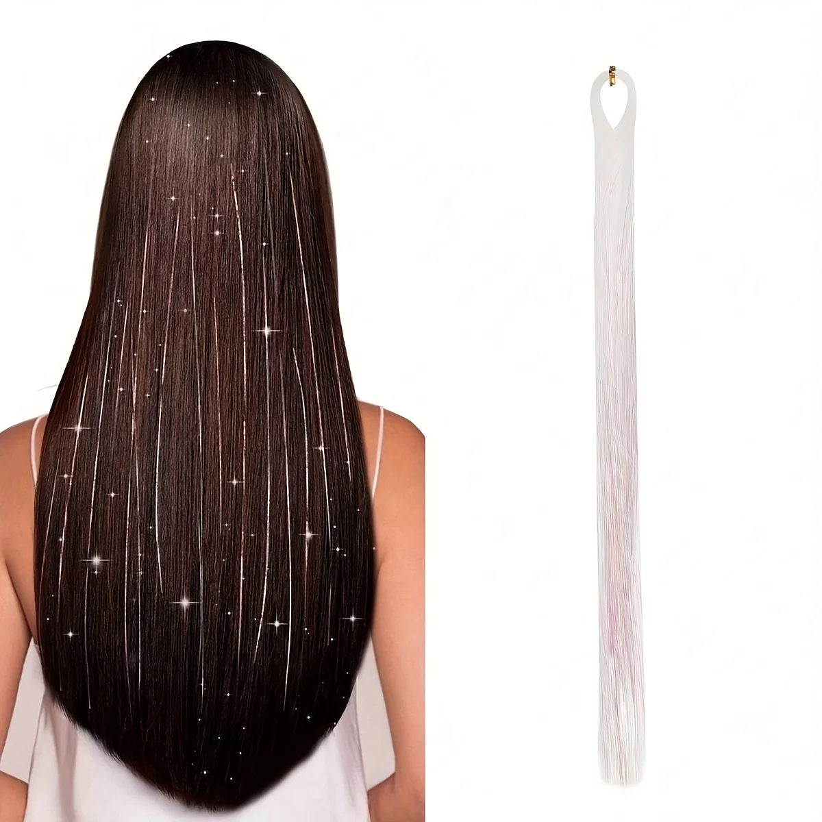 Glitter Tinsel Hair Extensions for Women and Girls Sparkling Shinny Fairy Hair Accessories for Christmas New Year Halloween