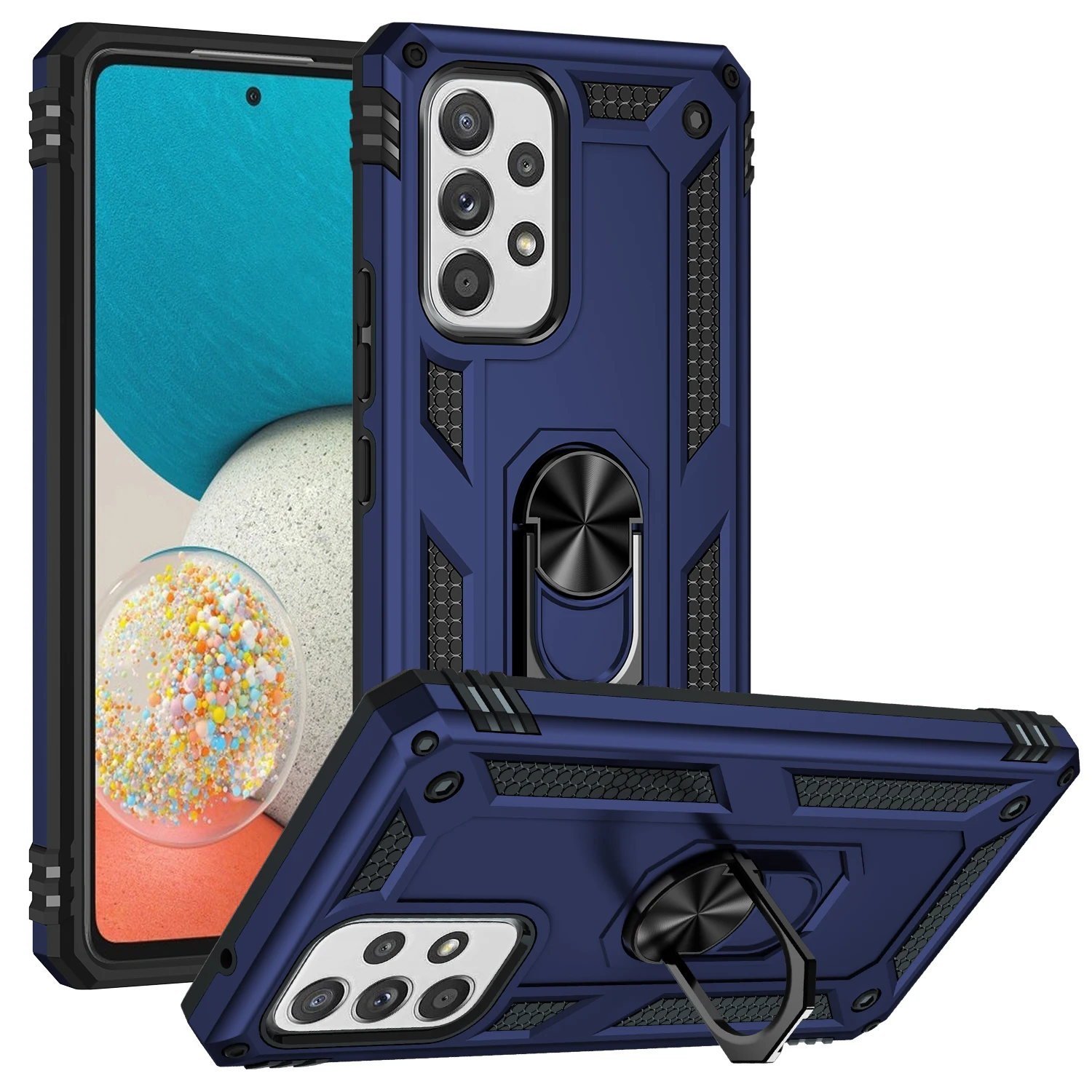 Armor Shockproof Case with Metal Car Ring Bumper Cover