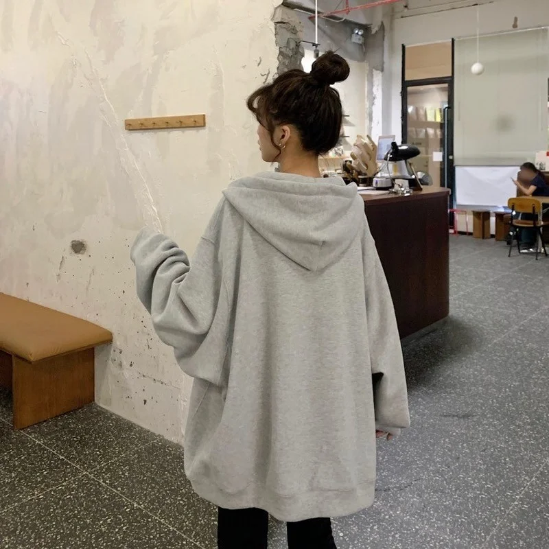 With Hat Hoodies Women Zip-up Letter Printing Sweatshirts