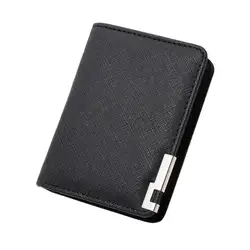 Elegant Faux Leather Slim Wallet with Multiple Card Slots and Geometric Design (Black)