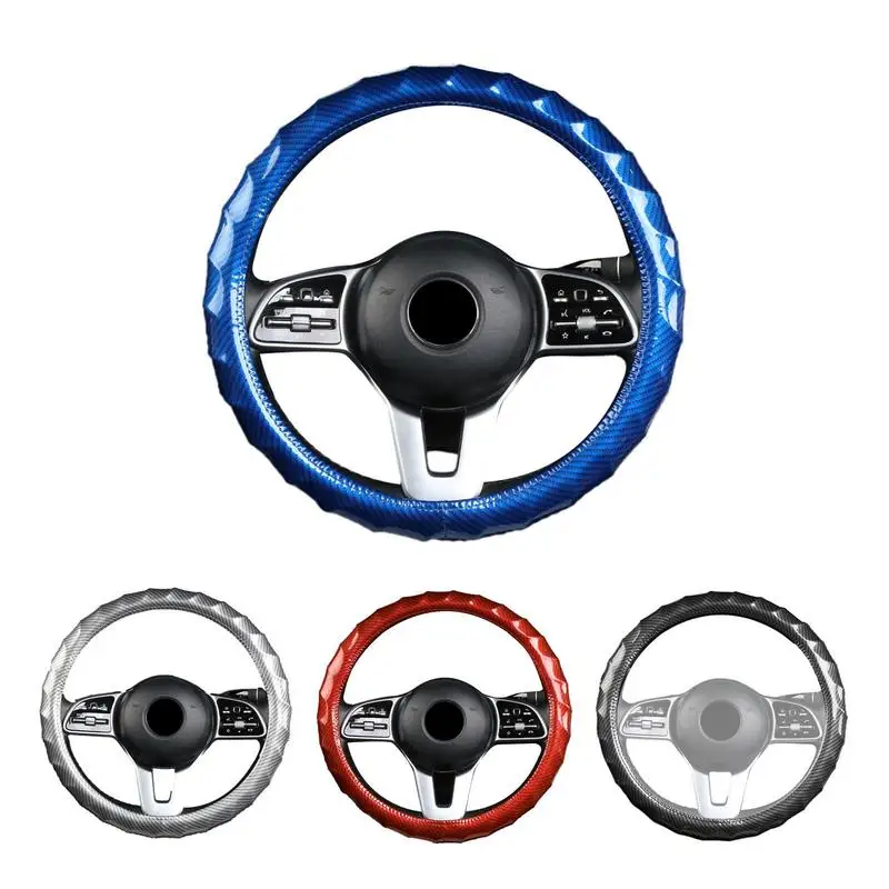 

Universal Steering Wheel Cover Round Carbon Fiber Steering Wheel Sleeve Anti Slip Shape Protector Cover for Steering Wheels