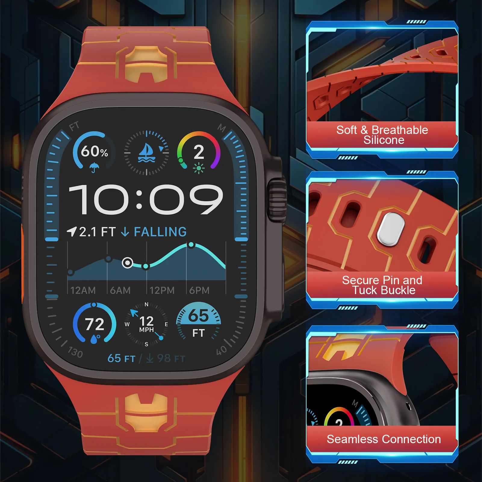 أشرطة سيليكون لساعة أبل الترا 2 الفرقة 49 مللي متر...