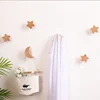 Creative Star Moon Wooden Hook Drawer Handle Non Perforated Adhesive Wall Hook for Bedroom Home Entrance Hat 4