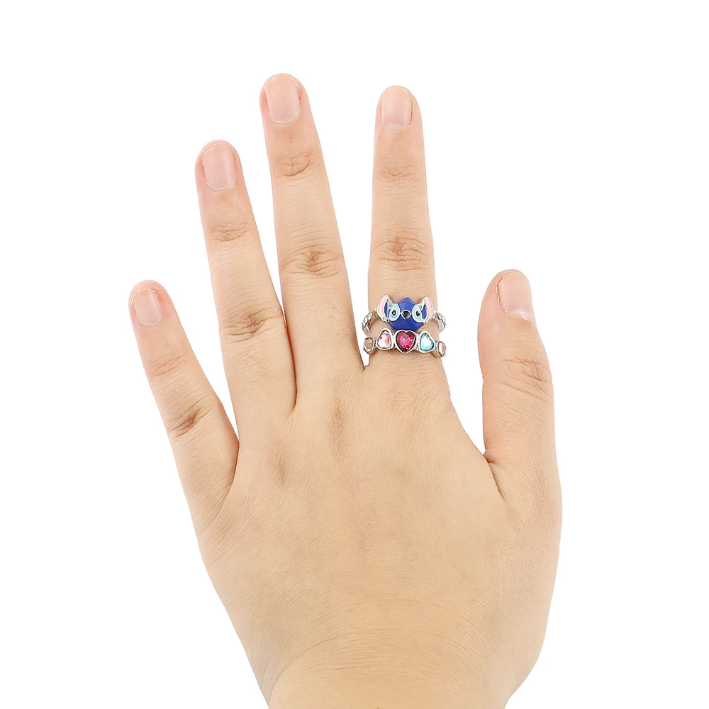 Lilo & Stitch Bagues Coeur Étincelant Bague Femmes Fille Bijoux Cadeau de  Noël