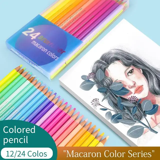 Brutfuner Macaron 12/24 Colors Colored Pencils Professional Pastel Drawing Pencils Colour Pencils Art Supplies For Artist 1