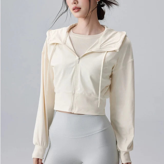 Women's Quick-Dry Loose jacket Hooded Fitness Coat Long Sleeve Sports Jacket for Running Yoga Training Tight Shirt Sport Jacke