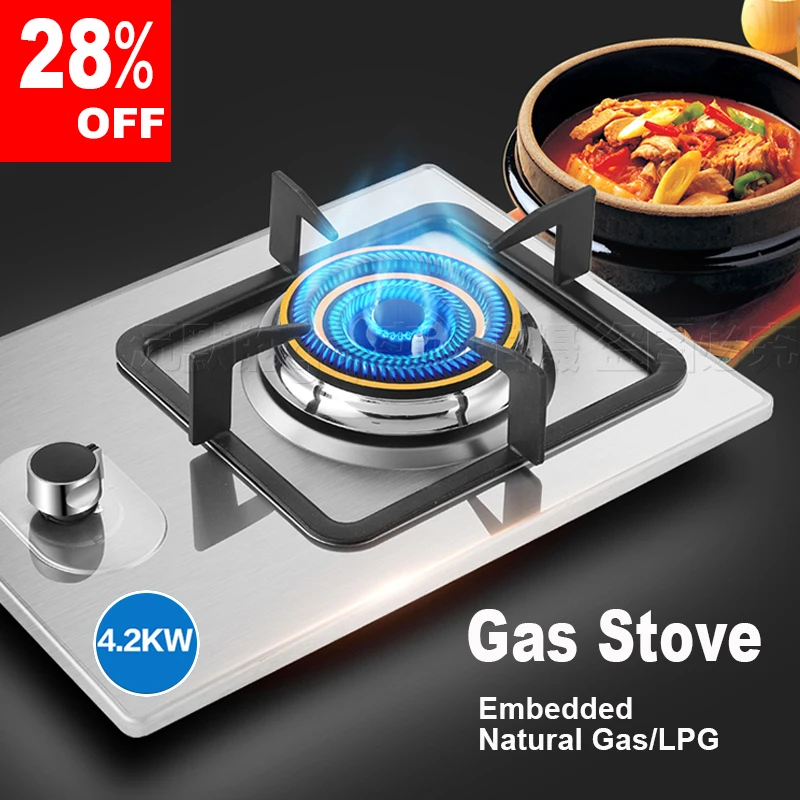 4.2 KW Gas Stove High Quality Home Single Wok Burner Stainless Steel Table Stove for Kitchen Embedded Natural Liquefied Cooktop 2