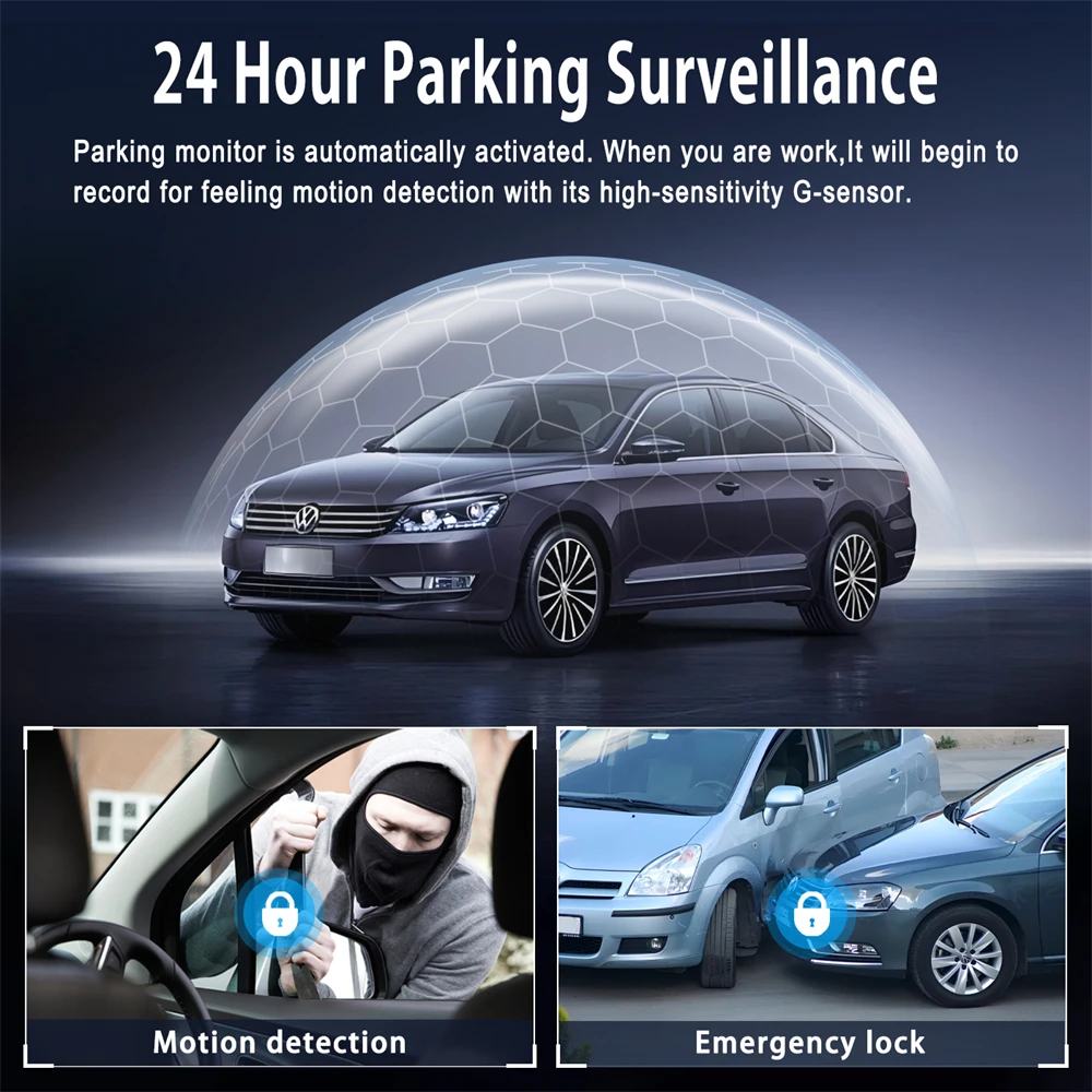 1080P Car DVR 4-Channel with Full HD Display Front Rear Night Vision Camera 24H Parking Monitoring Car DashCam