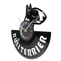 English Bull Terrier Vinyl Record Wall Clock Puppy Animal Home Decor Bullterrier Dog Lovers Retro Music Album Longplay Clock 2