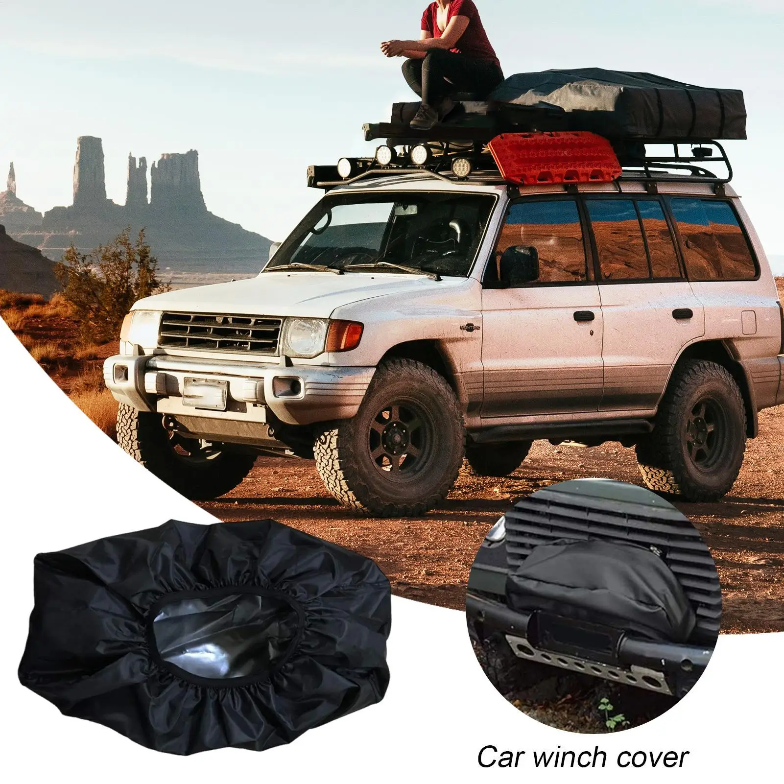 Car Winch Cover Waterproof Winch Protective Cover Accessories Rainproof Uv Protection Guard For Outdoor Road Trip Travel Indoor