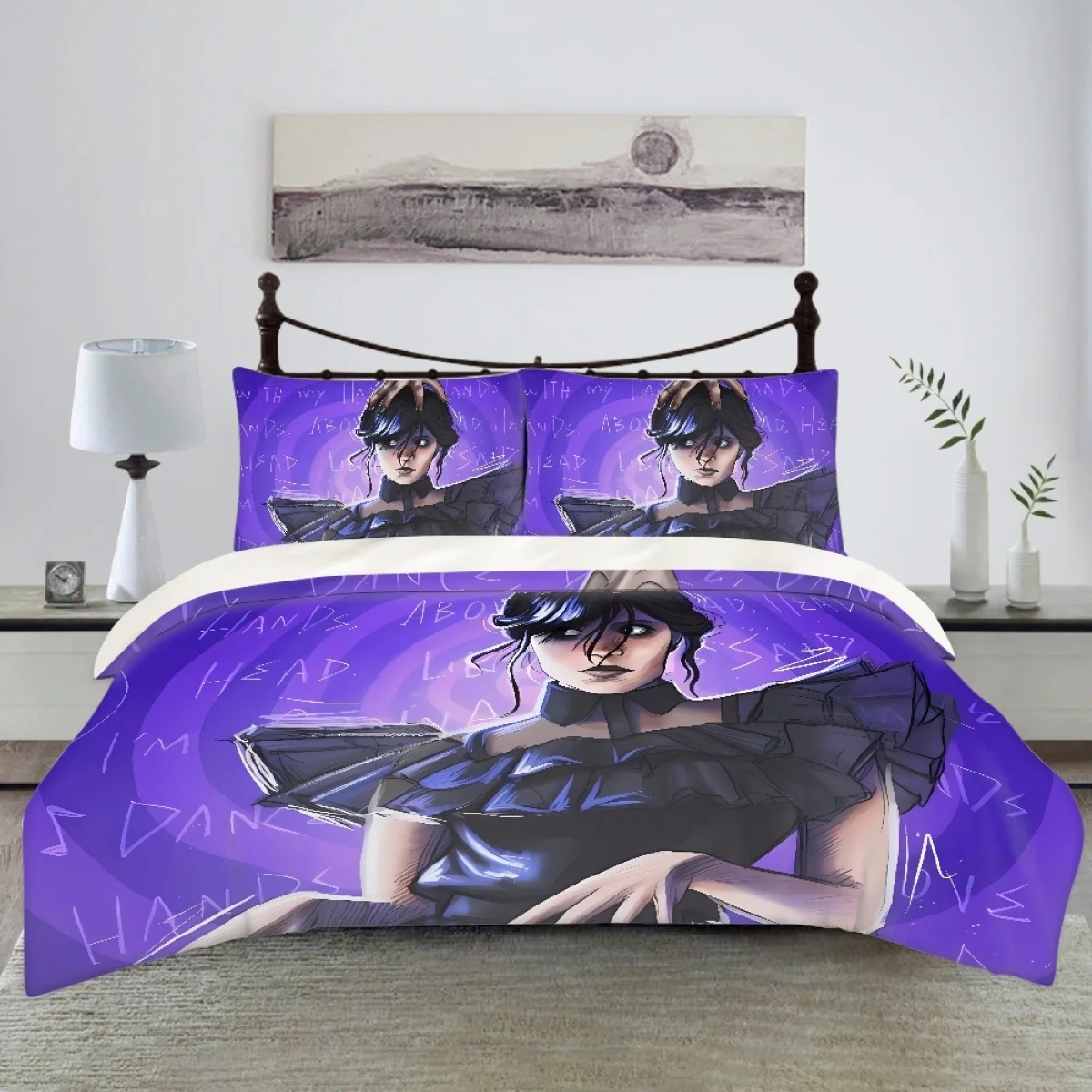 

TOADDMOS Wednesday Luxury Design Duvet Cover Gothic Girl Cozy Soft 3Pc Bedding Pillowcases Halloween Gift for Kids Comforter Set