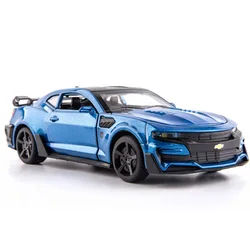Camaro Diecast Model Car - 1/32 Scale Alloy Toy with Sound, Light, and Pull - Back Action (Blue)